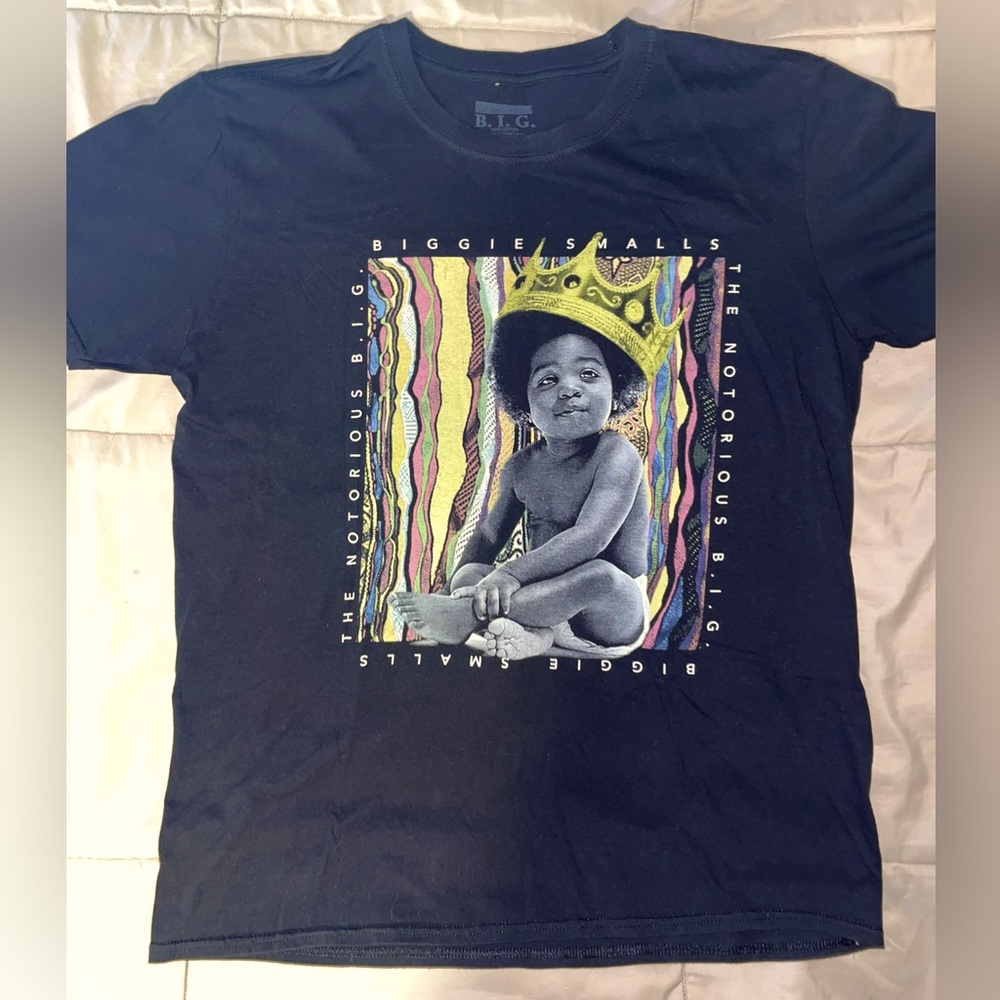 Biggie Smalls Black Short Sleeve T-Shirt Album Cover Graphic / COOGI Style